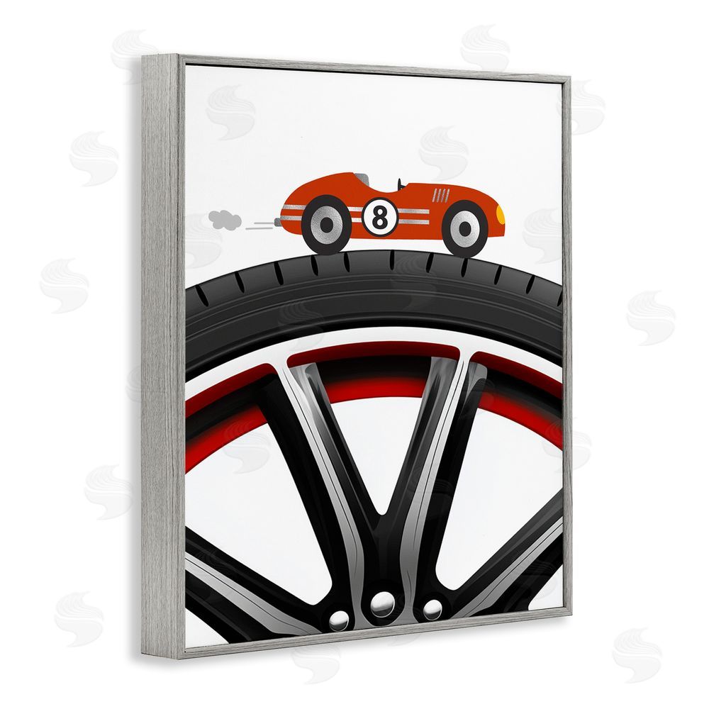 Christine Simpson Art Sport Fast Lane Racecar Gray Framed Giclee Wall Art Print