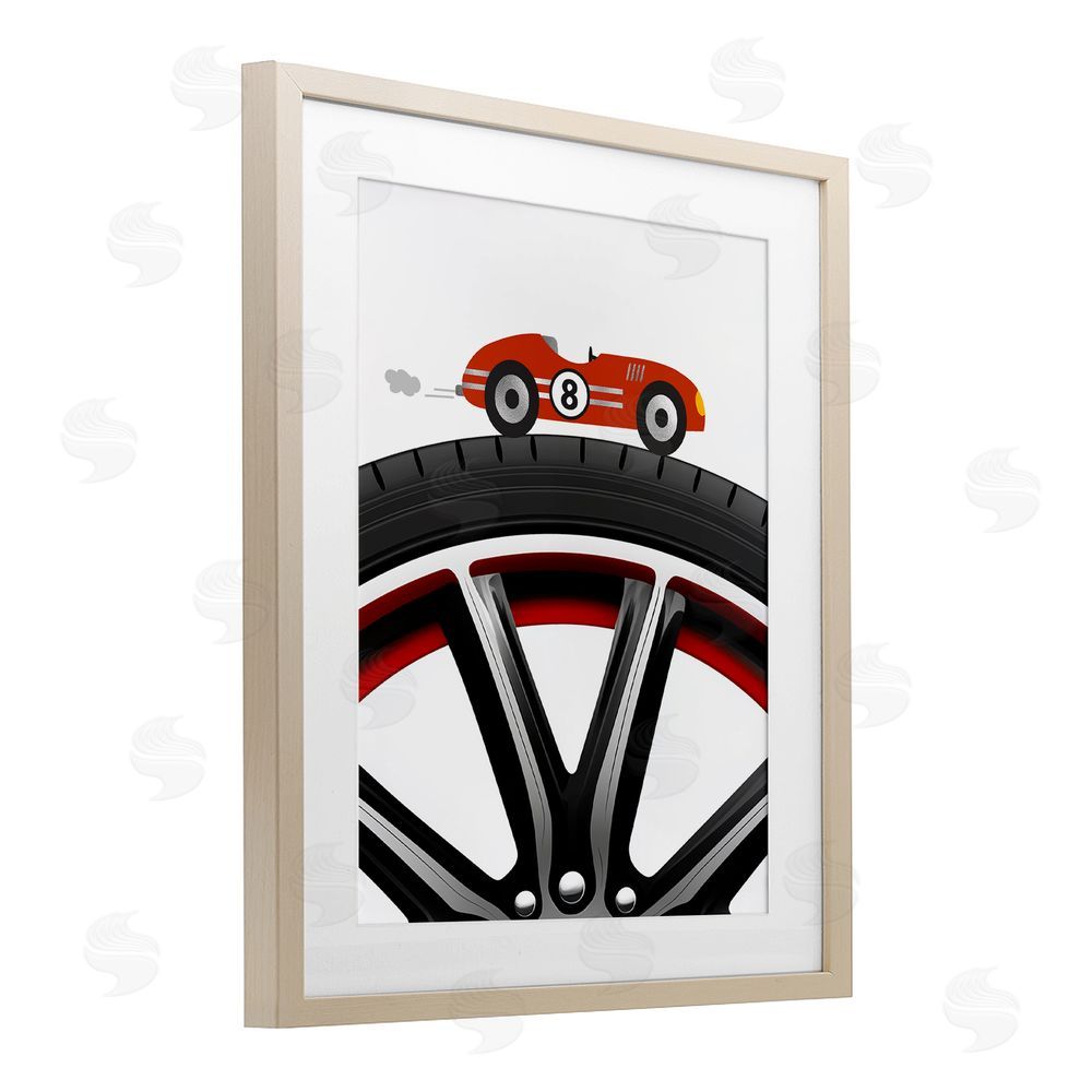 Christine Simpson Art Sport Fast Lane Racecar Birch Framed Print Under Glass with White Mat Wall Art