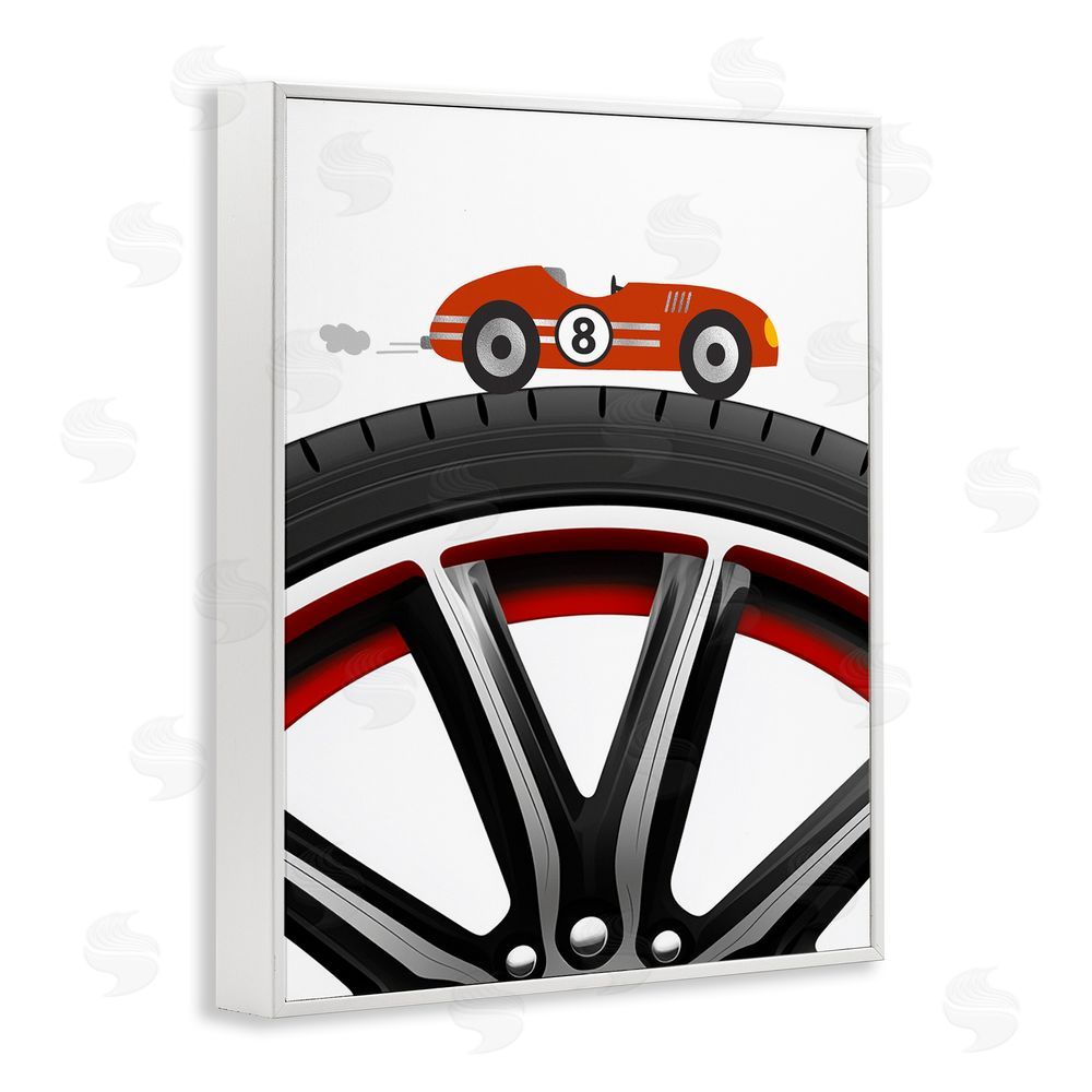 Christine Simpson Art Sport Fast Lane Racecar White Framed Giclee Wall Art Print