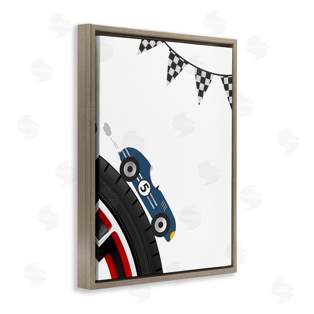 Christine Simpson Art Vintage Fast Lane Racecar Brown Floating Frame Canvas Wall Art Print