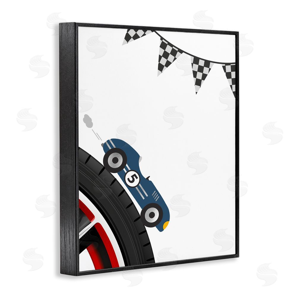 Christine Simpson Art Vintage Fast Lane Racecar Black Framed Giclee Wall Art Print