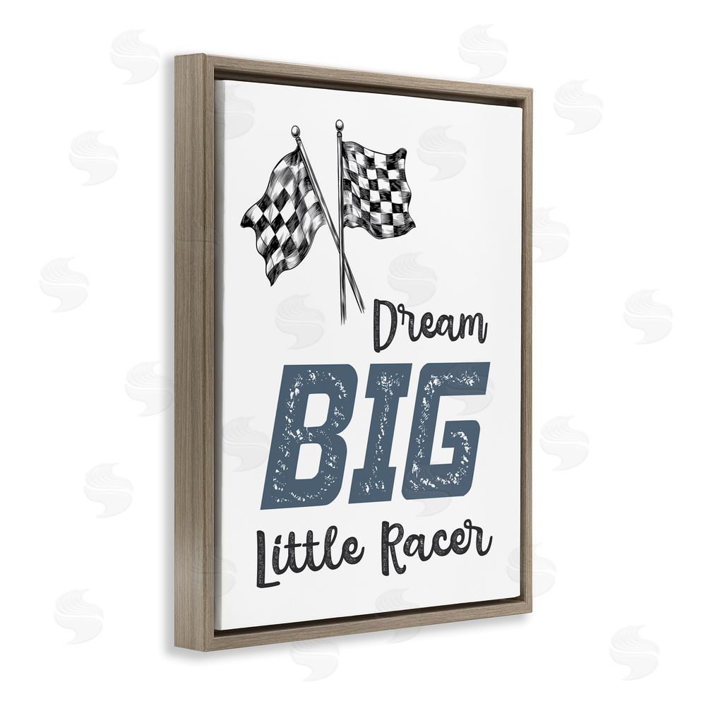 Christine Simpson Art Dream Big Little Racer Brown Floating Frame Canvas Wall Art Print
