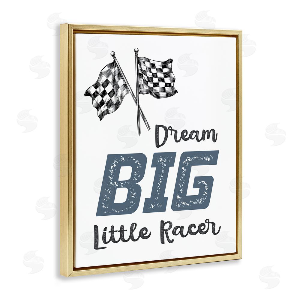 Christine Simpson Art Dream Big Little Racer Gold Floating Frame Canvas Wall Art Print