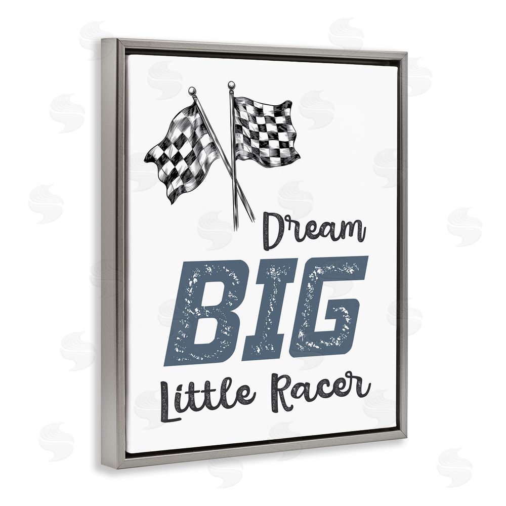 Christine Simpson Art Dream Big Little Racer Gray Floating Frame Canvas Wall Art Print