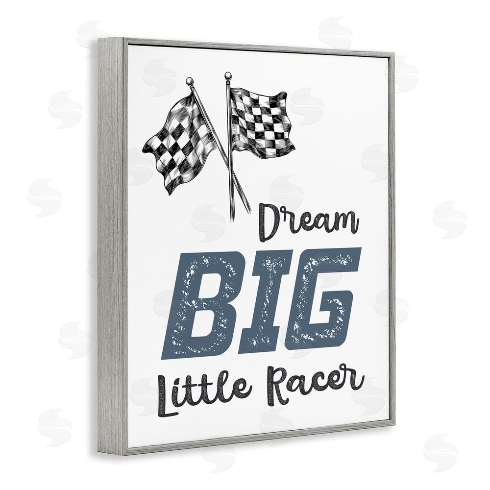 Christine Simpson Art Dream Big Little Racer Gray Framed Giclee Wall Art Print