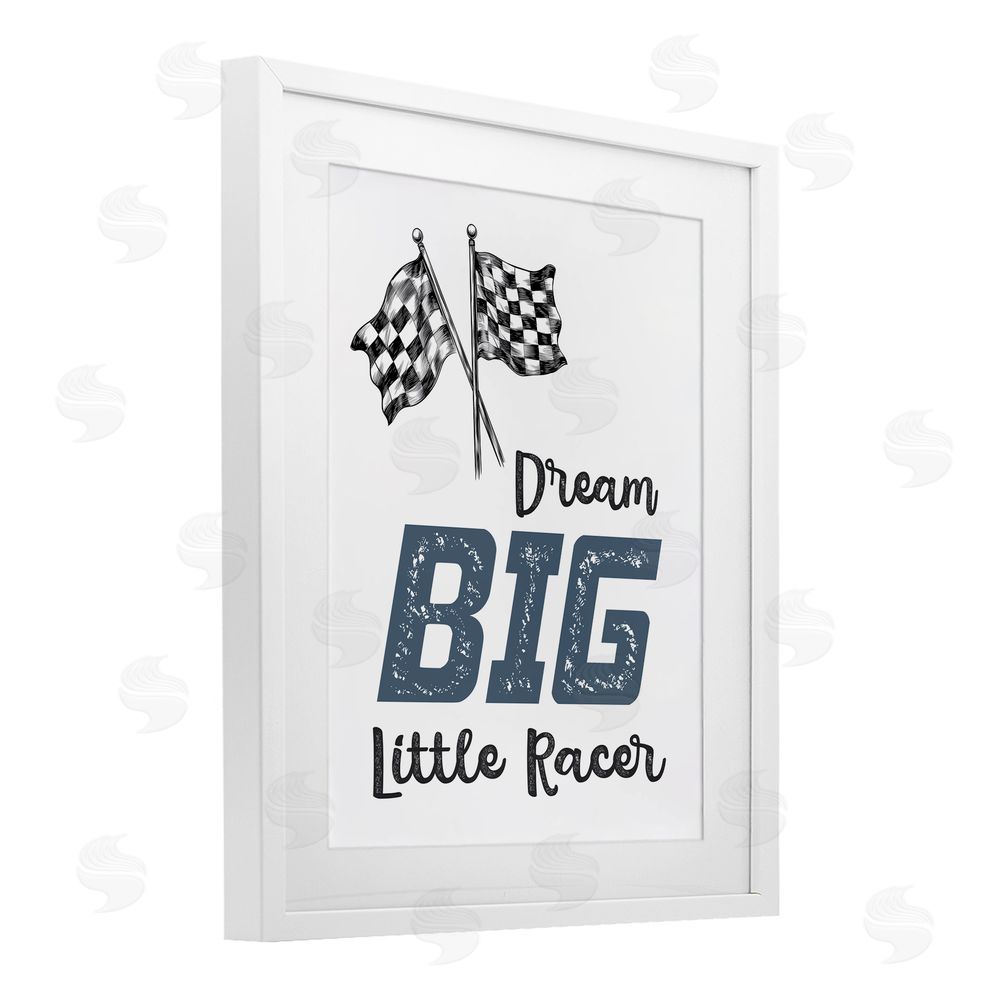 Christine Simpson Art Dream Big Little Racer White Framed Print Under Glass with Mat Wall Art