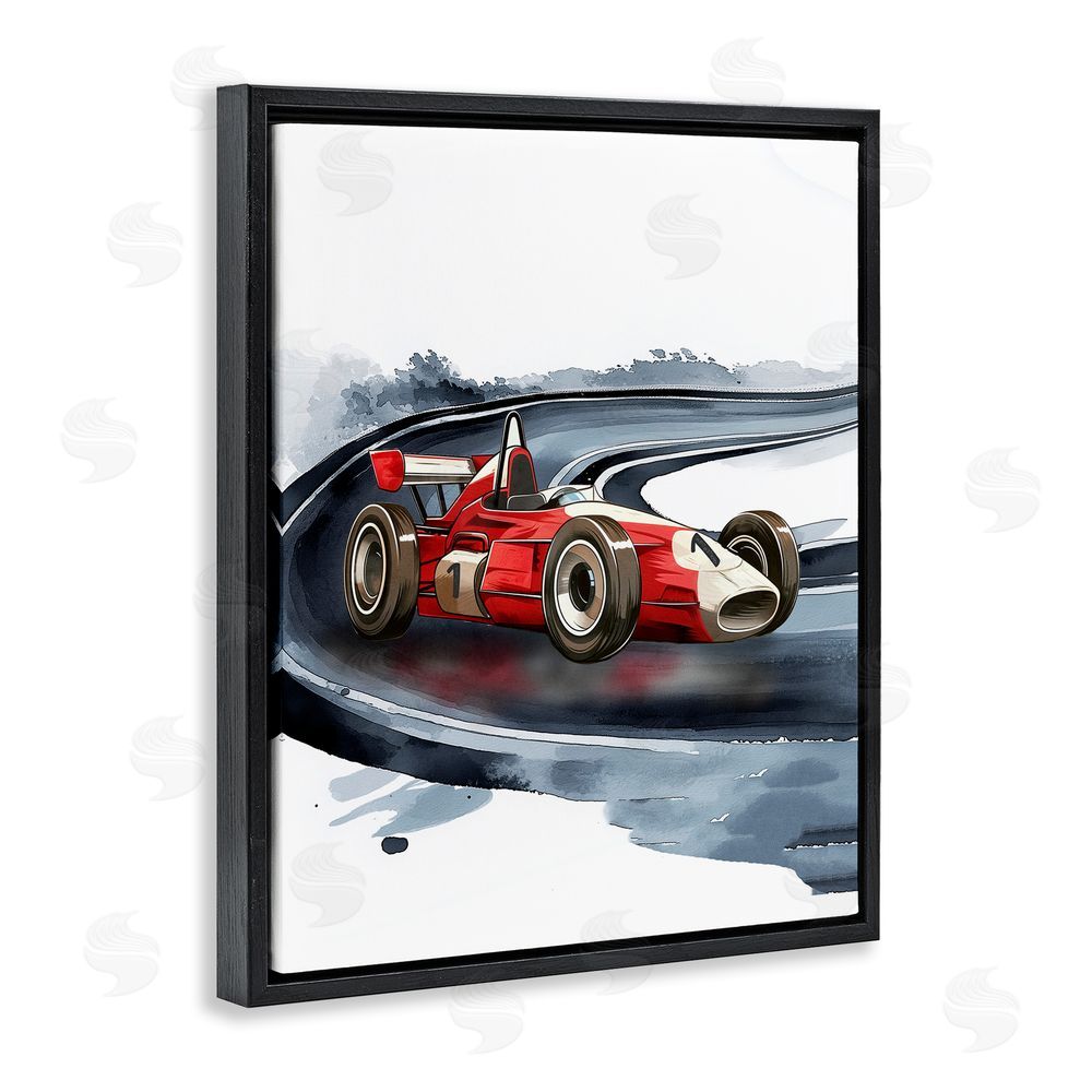 Christine Simpson Art Race Day F1 Car Black Floating Frame Canvas Wall Art Print