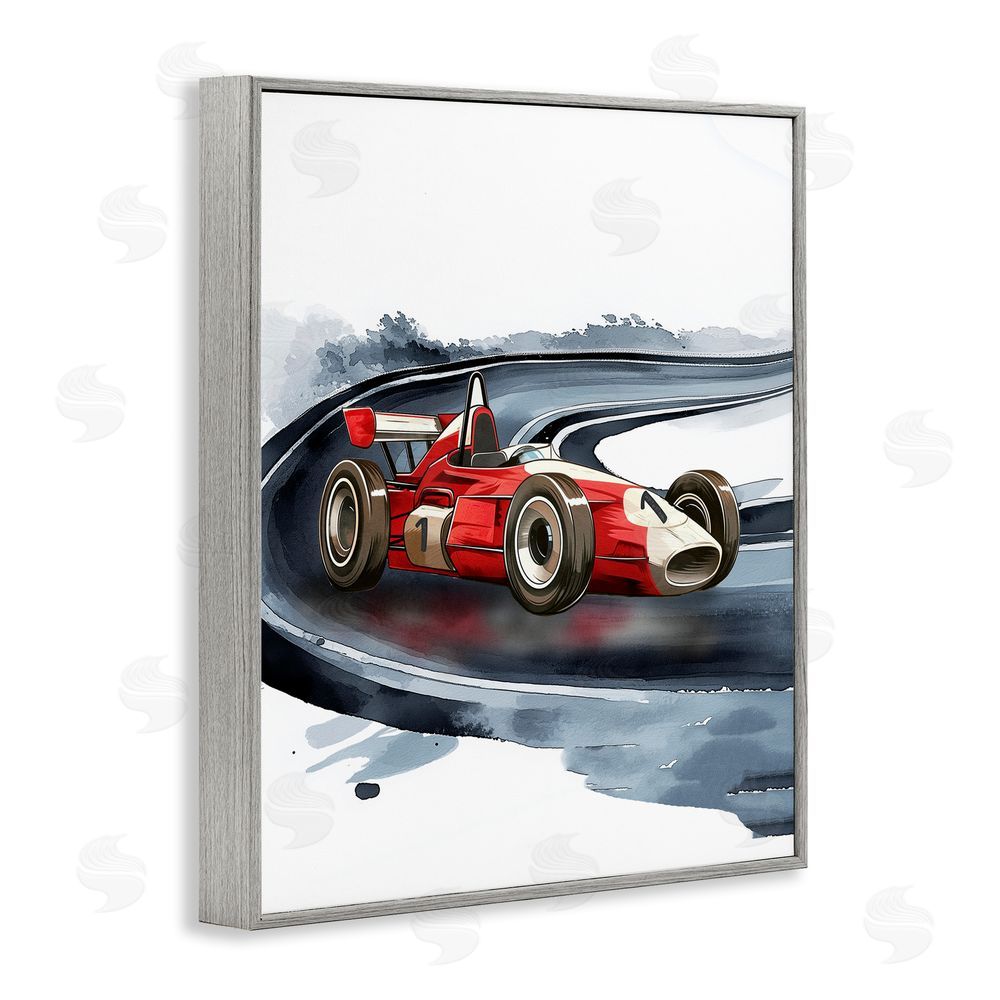 Christine Simpson Art Race Day F1 Car Gray Framed Giclee Wall Art Print