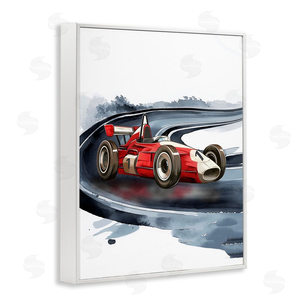 Christine Simpson Art Race Day F1 Car White Framed Giclee Wall Art Print