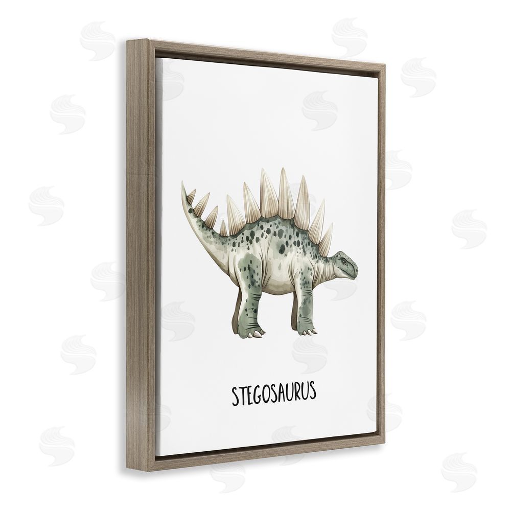 Christine Simpson Art Meet The Stegosaurus Brown Floating Frame Canvas Wall Art Print