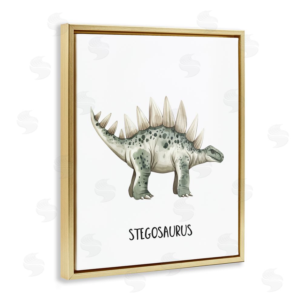 Christine Simpson Art Meet The Stegosaurus Gold Floating Frame Canvas Wall Art Print