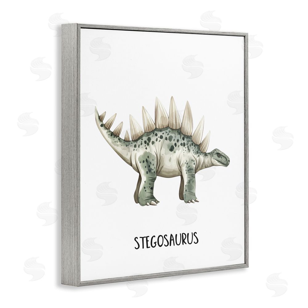 Christine Simpson Art Meet The Stegosaurus Gray Framed Giclee Wall Art Print