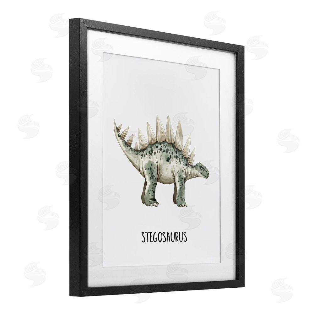 Christine Simpson Art Meet The Stegosaurus Black Framed Print Under Glass with White Mat Wall Art