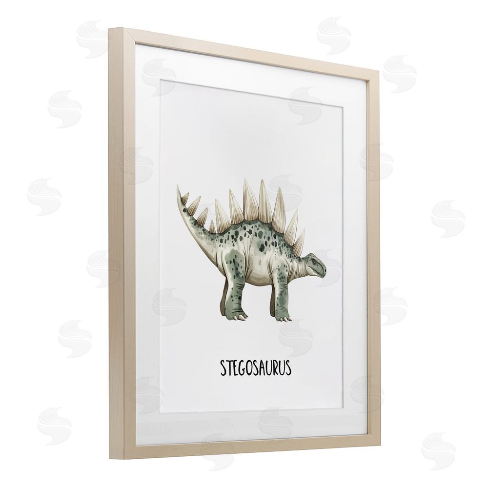 Christine Simpson Art Meet The Stegosaurus Birch Framed Print Under Glass with White Mat Wall Art