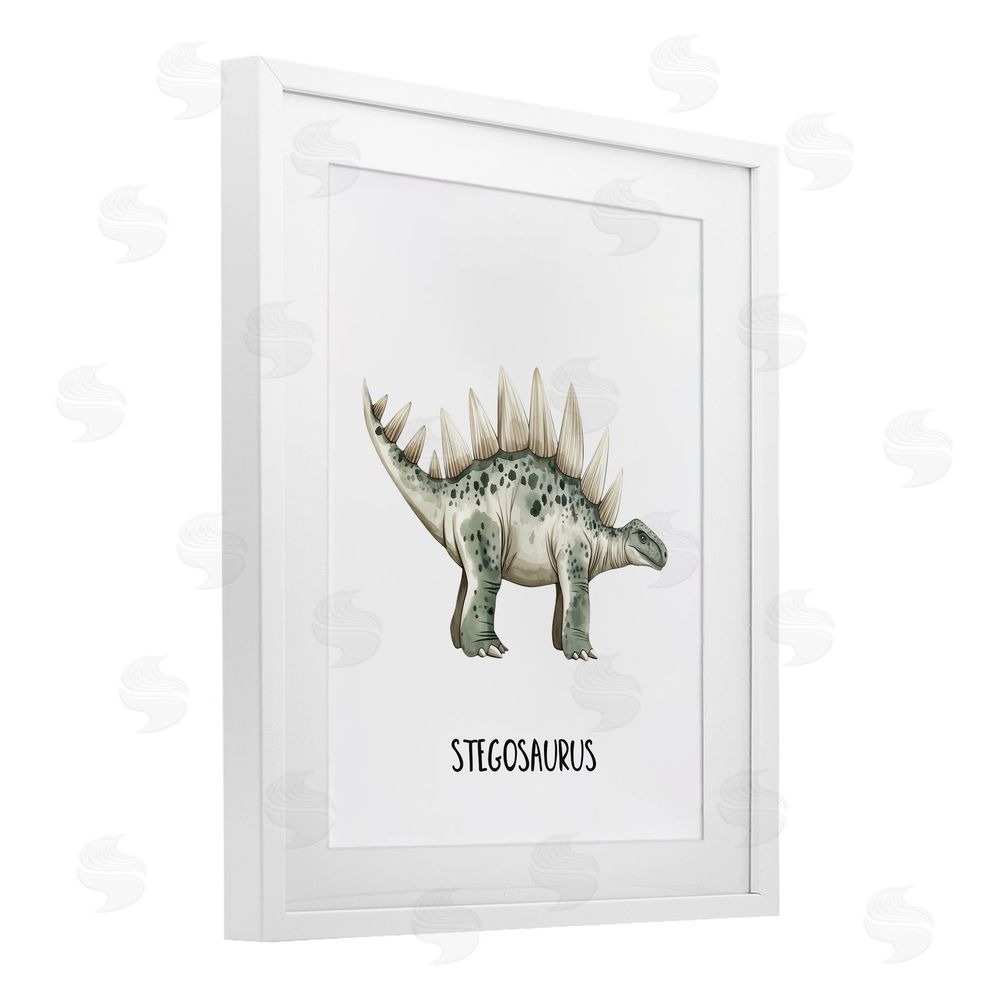 Christine Simpson Art Meet The Stegosaurus White Framed Print Under Glass with Mat Wall Art