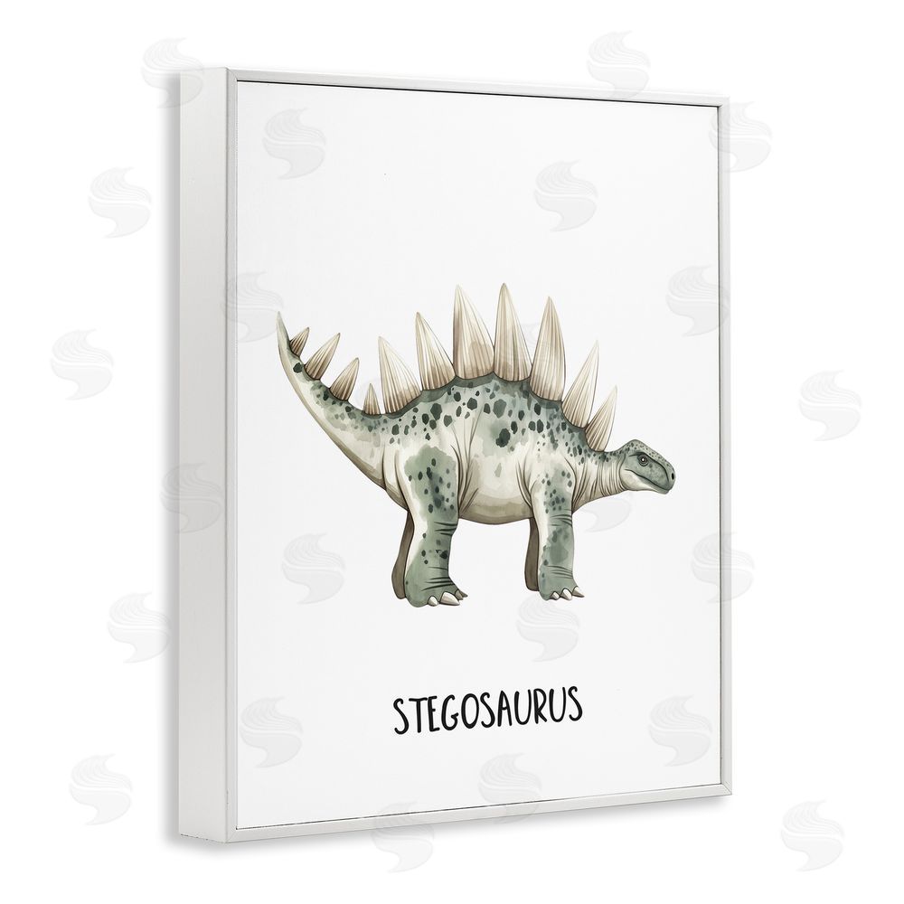 Christine Simpson Art Meet The Stegosaurus White Framed Giclee Wall Art Print