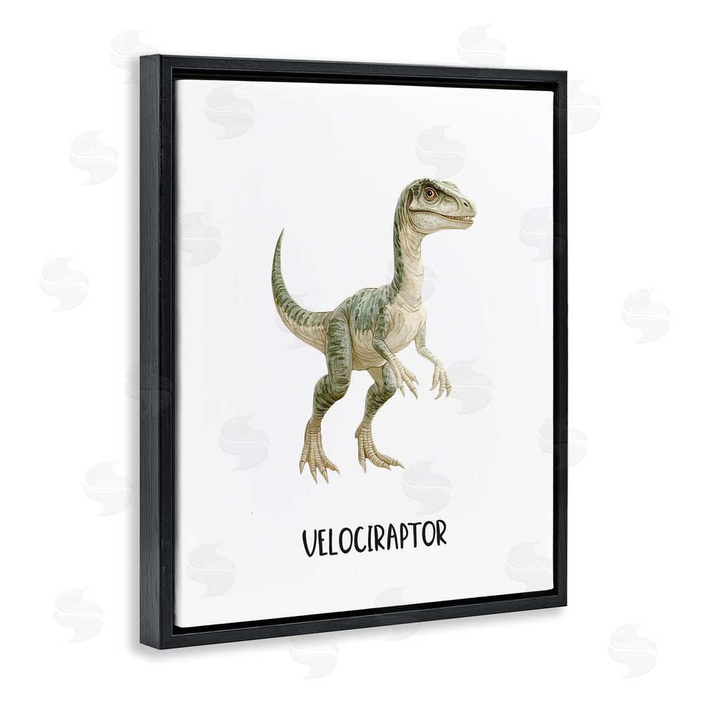Christine Simpson Art Meet The Velociraptor Black Floating Frame Canvas Wall Art Print
