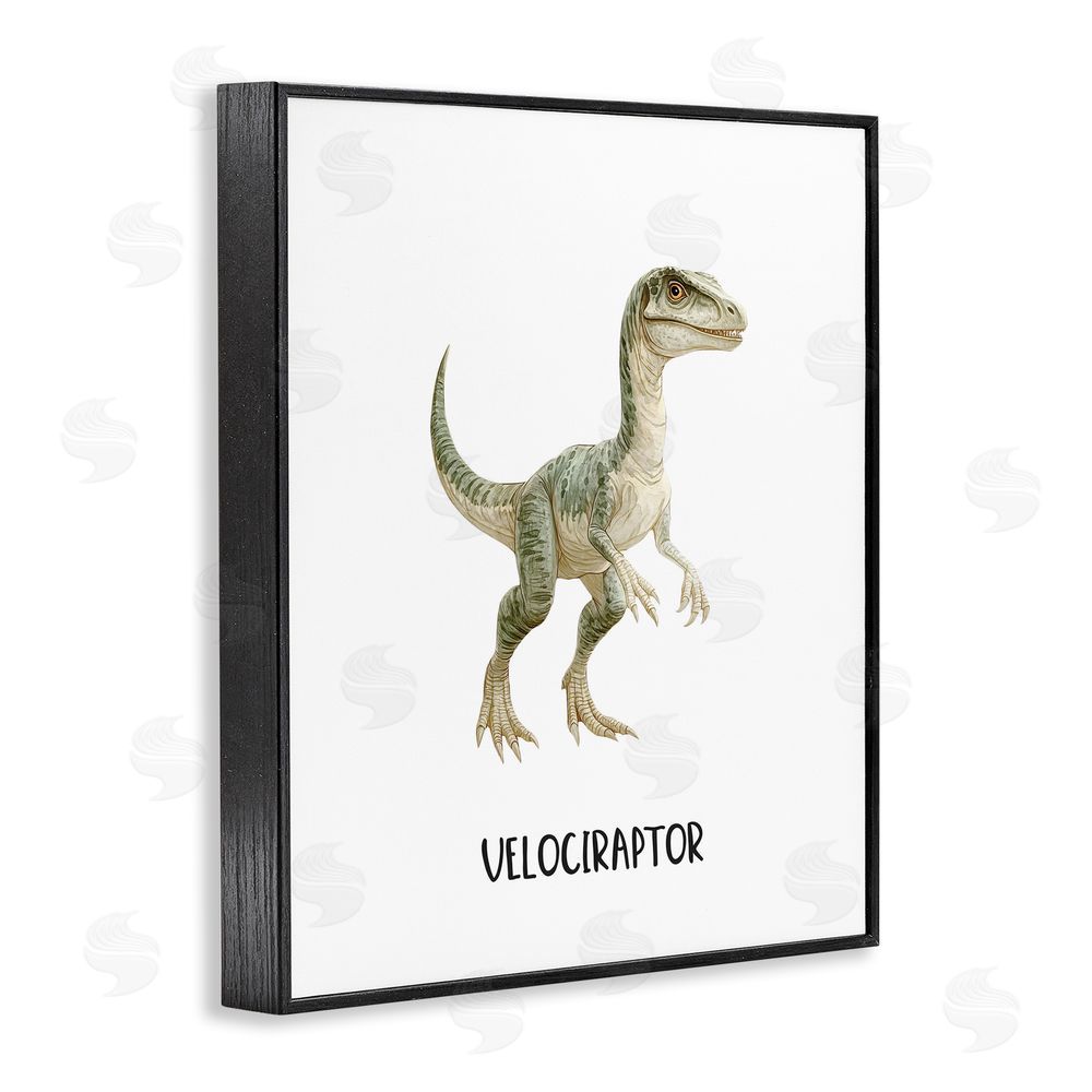 Christine Simpson Art Meet The Velociraptor Black Framed Giclee Wall Art Print