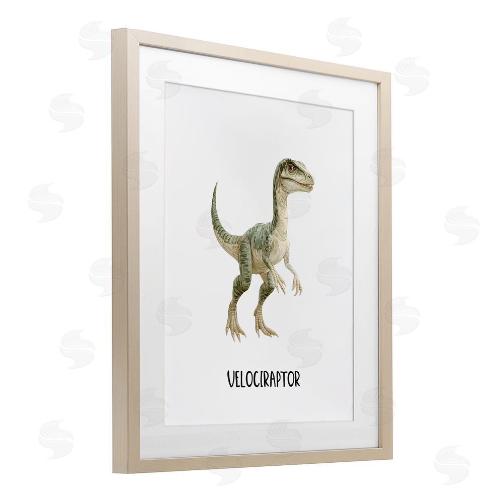 Christine Simpson Art Meet The Velociraptor Birch Framed Print Under Glass with White Mat Wall Art
