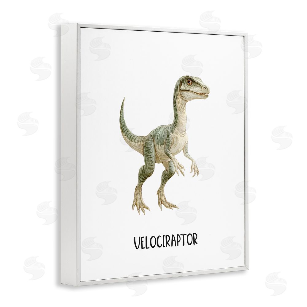 Christine Simpson Art Meet The Velociraptor White Framed Giclee Wall Art Print