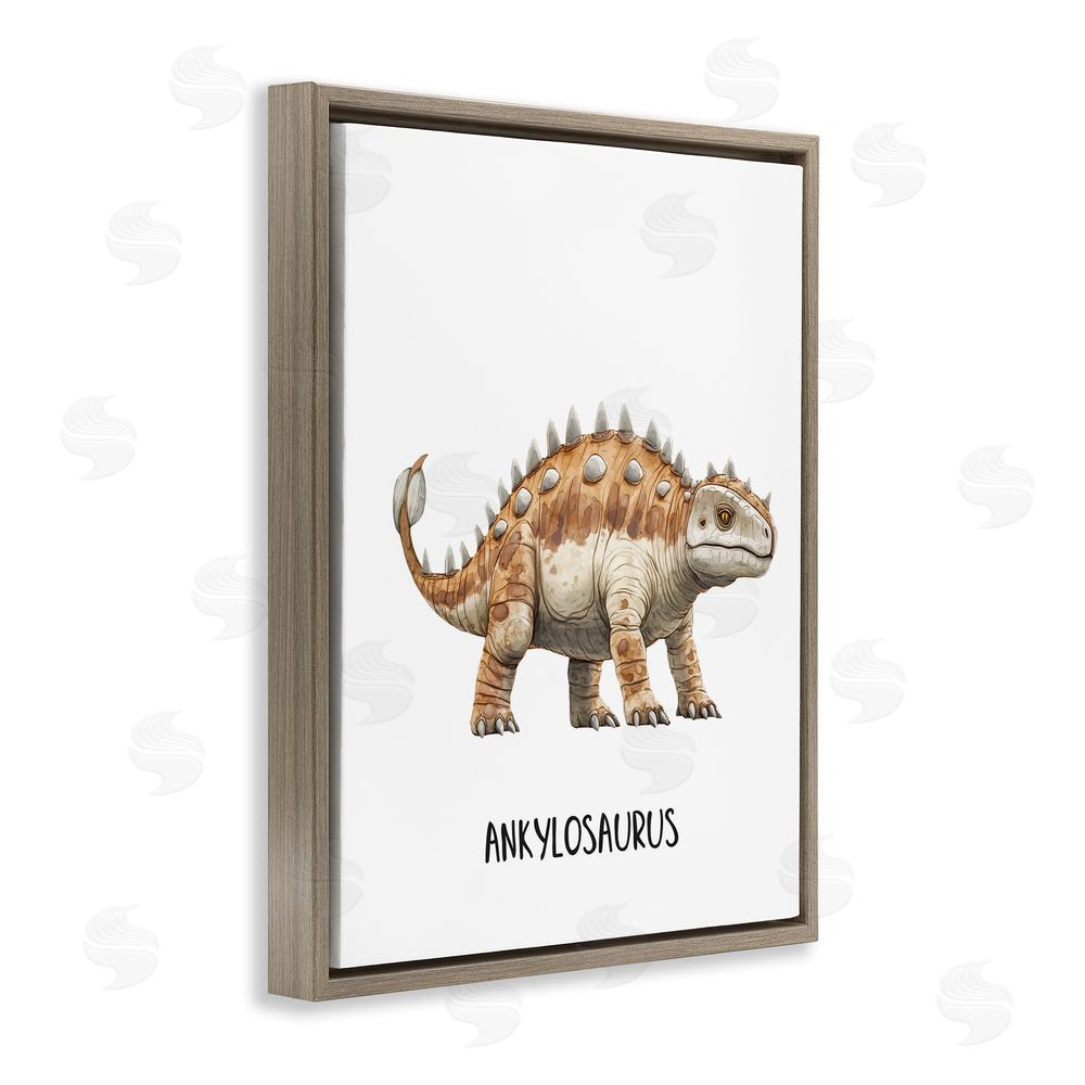 Christine Simpson Art Meet The Ankylosaurus Brown Floating Frame Canvas Wall Art Print