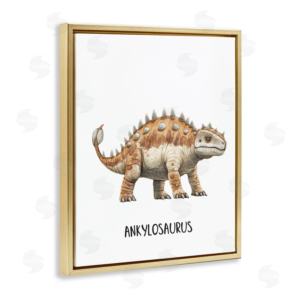 Christine Simpson Art Meet The Ankylosaurus Gold Floating Frame Canvas Wall Art Print