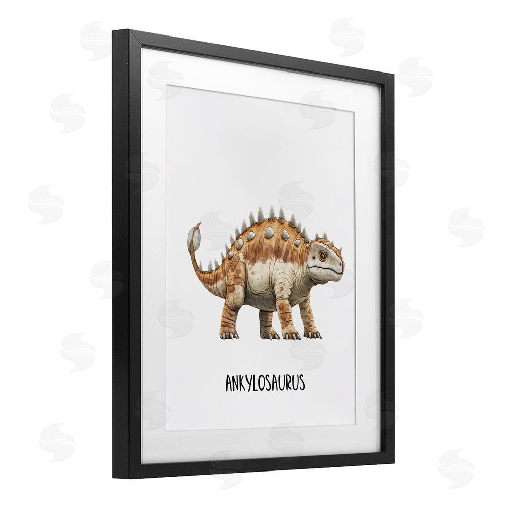 Christine Simpson Art Meet The Ankylosaurus Black Framed Print Under Glass with White Mat Wall Art