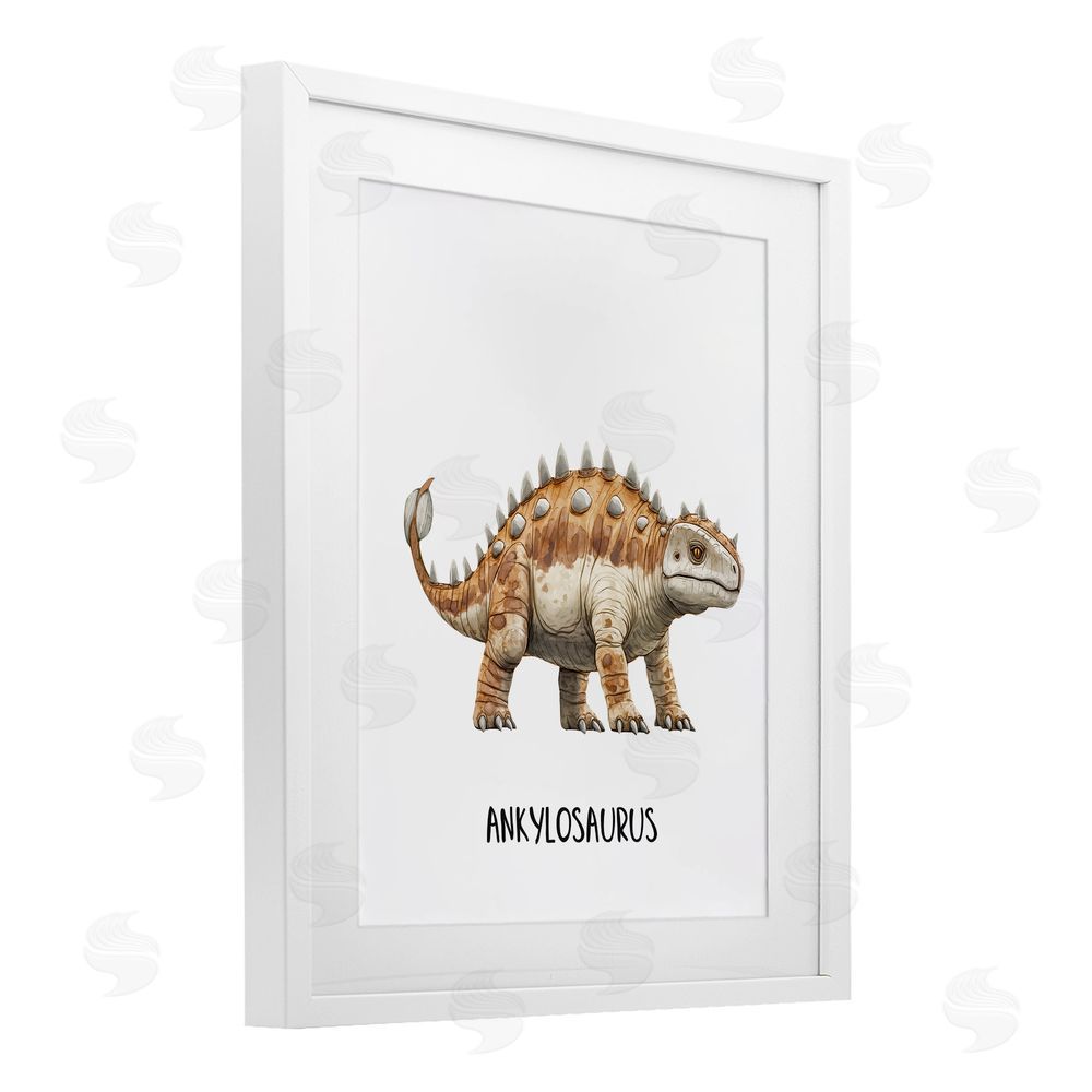 Christine Simpson Art Meet The Ankylosaurus White Framed Print Under Glass with Mat Wall Art