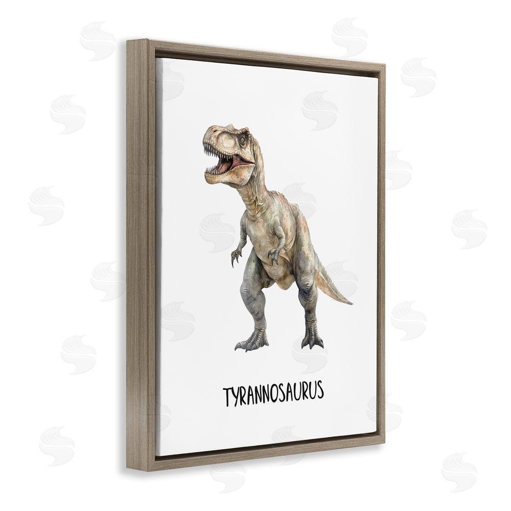Christine Simpson Art Meet The Tyrannosaurus Brown Floating Frame Canvas Wall Art Print