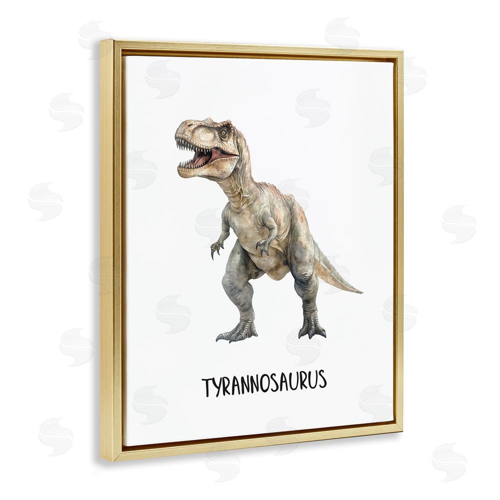Christine Simpson Art Meet The Tyrannosaurus Gold Floating Frame Canvas Wall Art Print