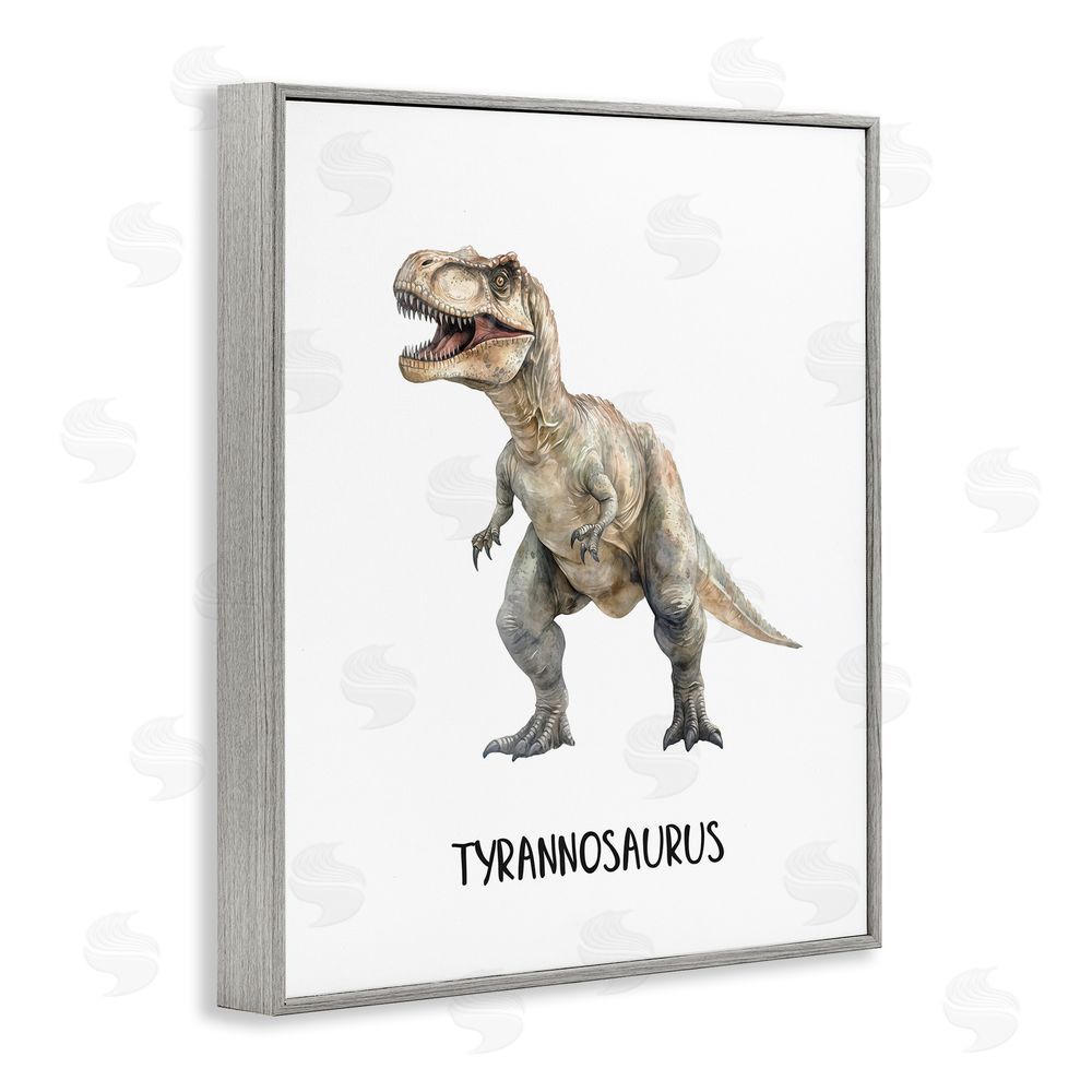 Christine Simpson Art Meet The Tyrannosaurus Gray Framed Giclee Wall Art Print