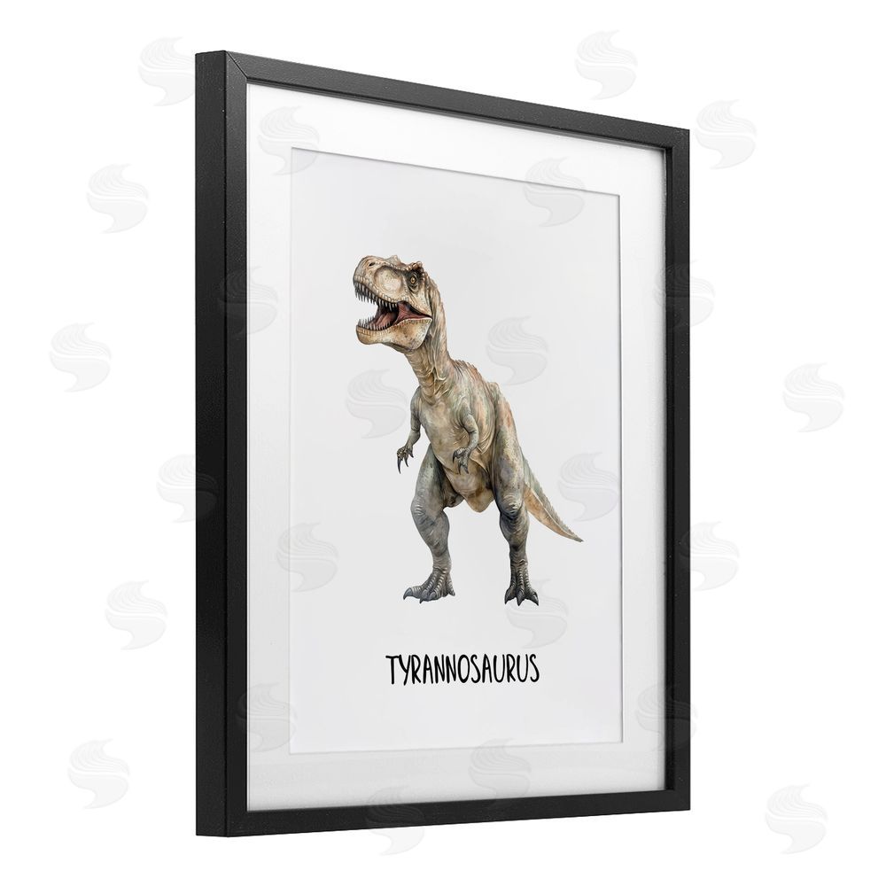 Christine Simpson Art Meet The Tyrannosaurus Black Framed Print Under Glass with White Mat Wall Art