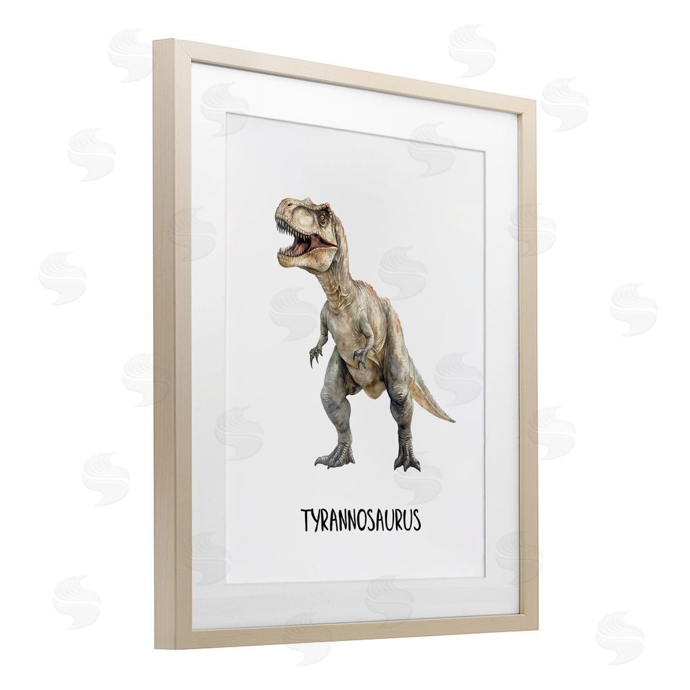 Christine Simpson Art Meet The Tyrannosaurus Birch Framed Print Under Glass with White Mat Wall Art