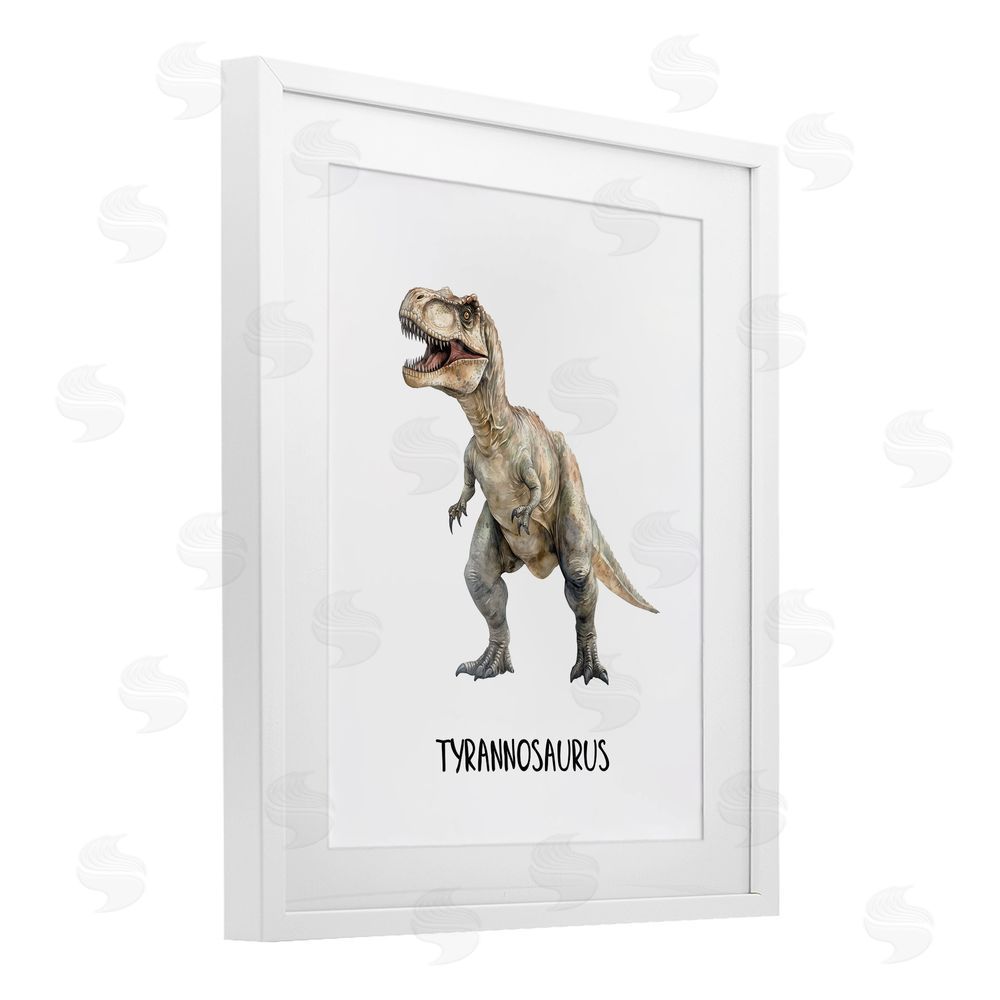 Christine Simpson Art Meet The Tyrannosaurus White Framed Print Under Glass with Mat Wall Art