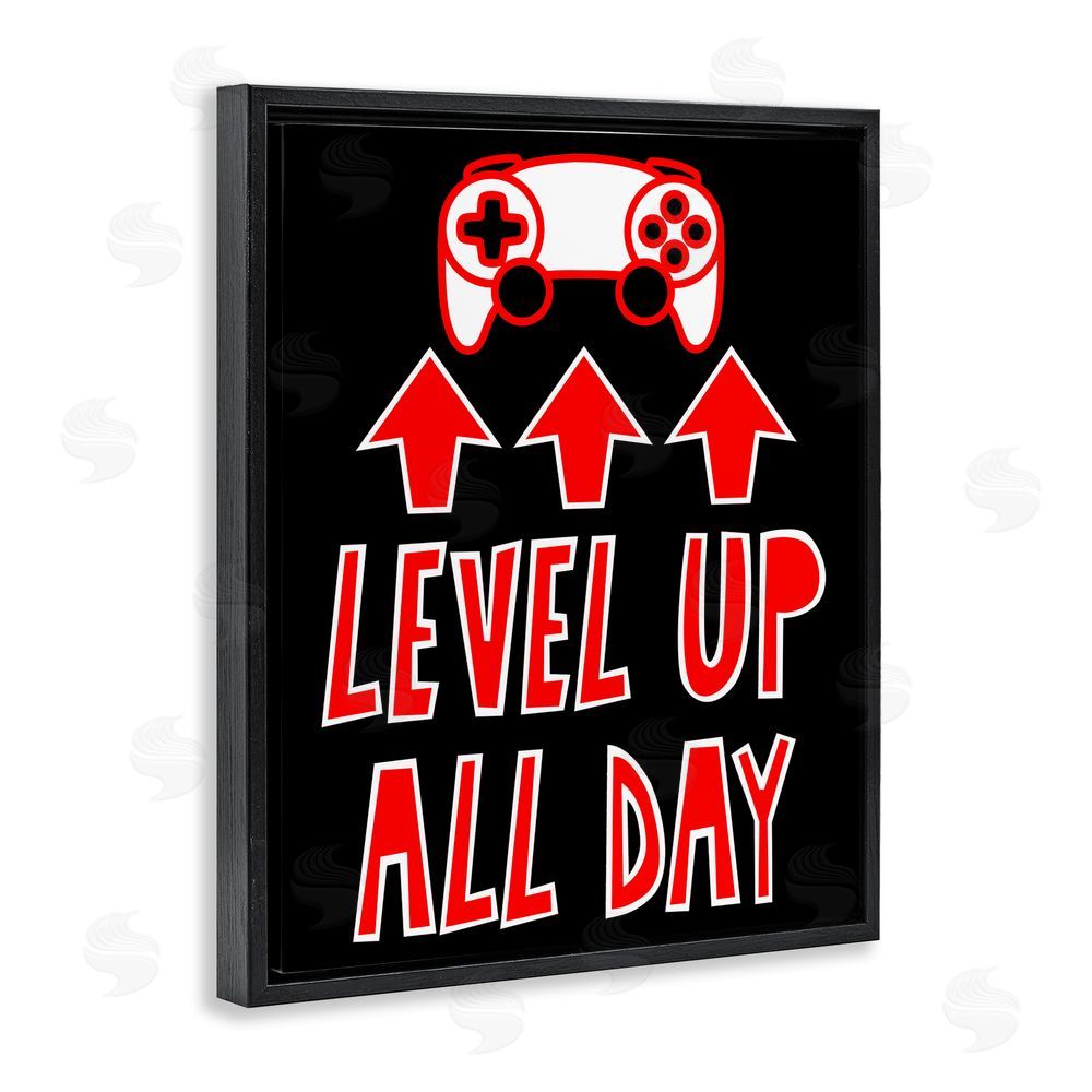Marcus Prime Level Up All Day Gamer Black Floating Frame Canvas Wall Art Print