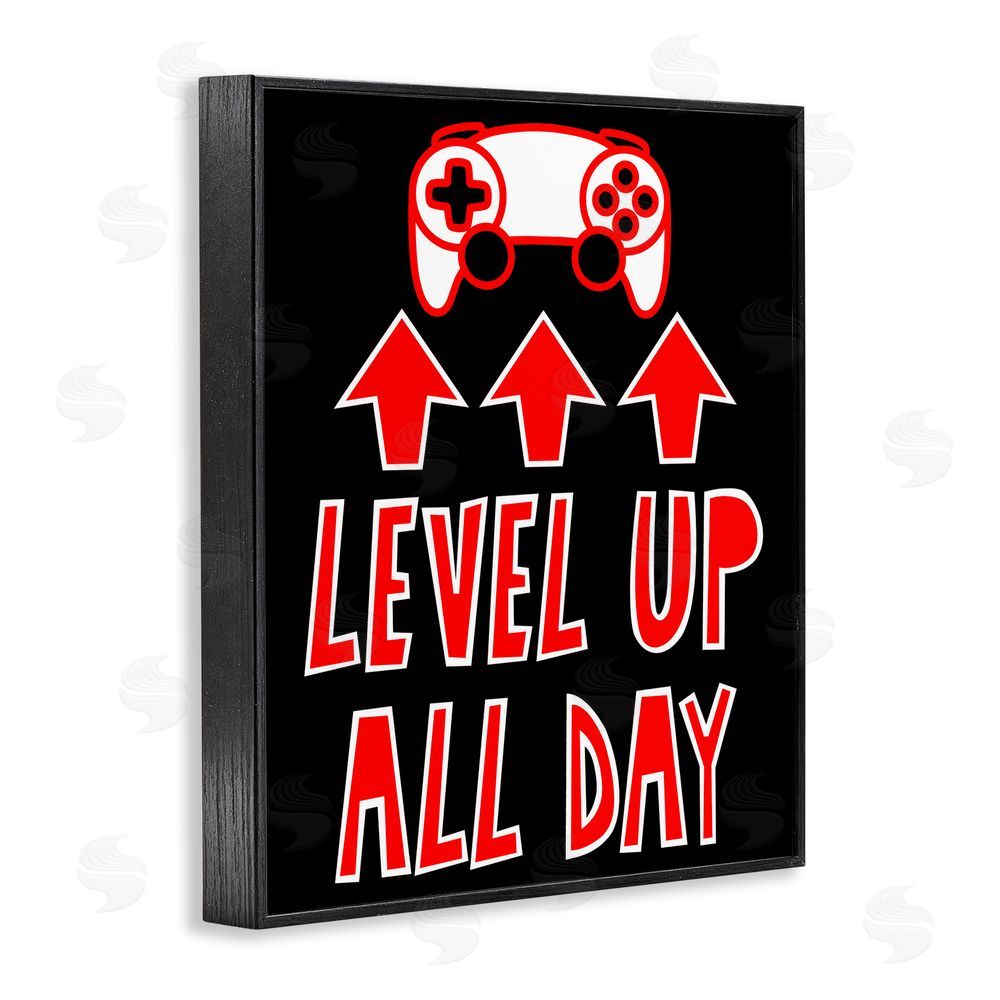 Marcus Prime Level Up All Day Gamer Black Framed Giclee Wall Art Print