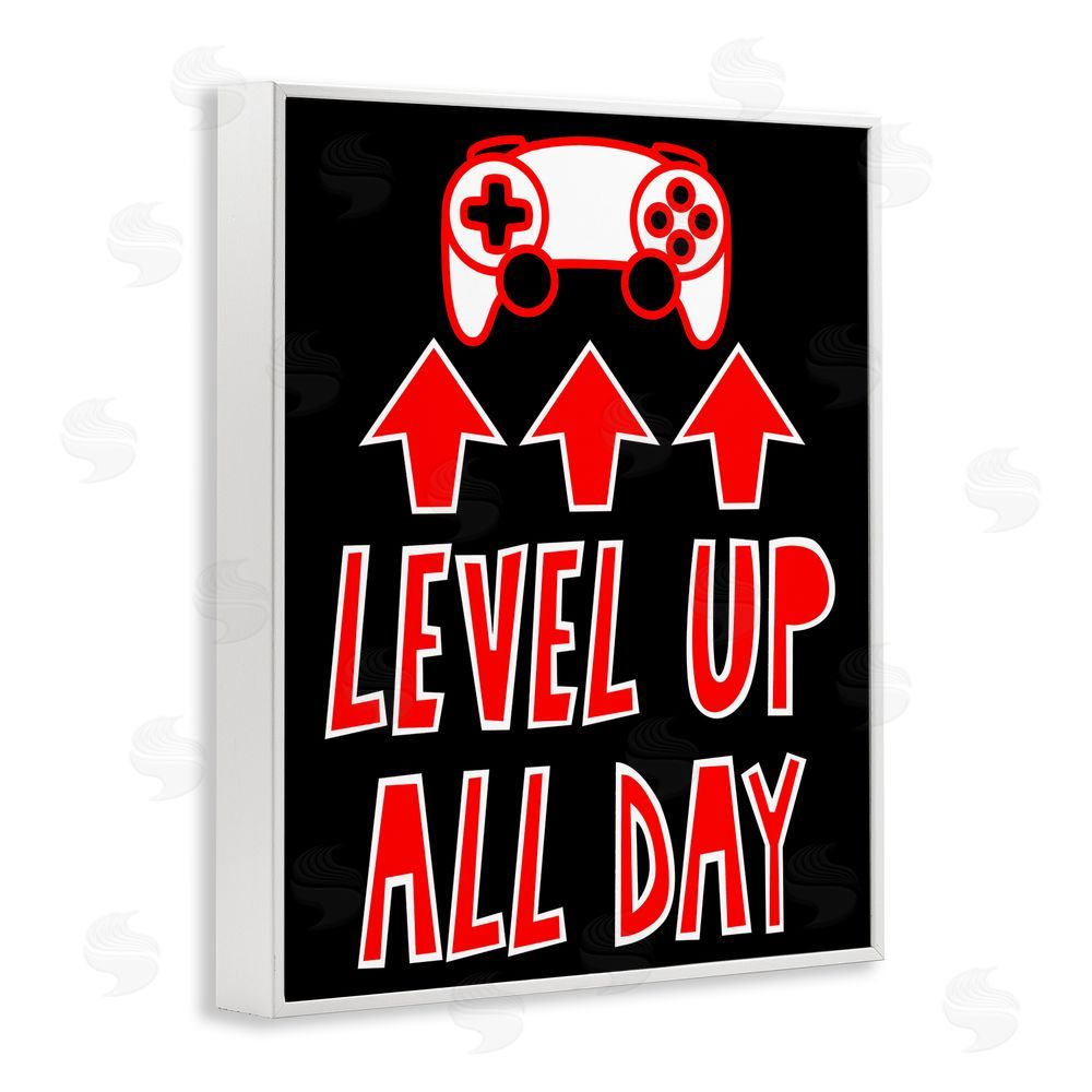 Marcus Prime Level Up All Day Gamer White Framed Giclee Wall Art Print