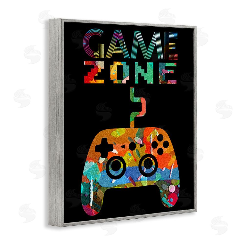Marcus Prime Collaged Retro Game Zone Gray Framed Giclee Wall Art Print