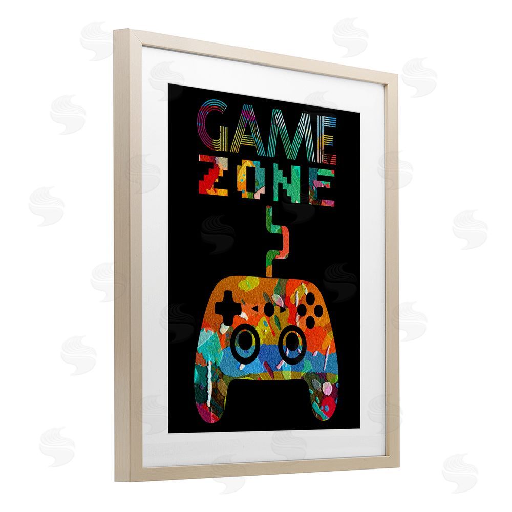 Marcus Prime Collaged Retro Game Zone Birch Framed Print Under Glass with White Mat Wall Art