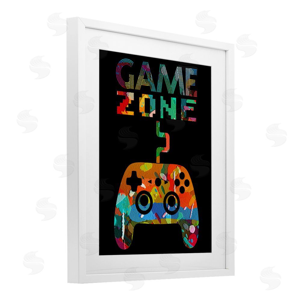Marcus Prime Collaged Retro Game Zone White Framed Print Under Glass with Mat Wall Art