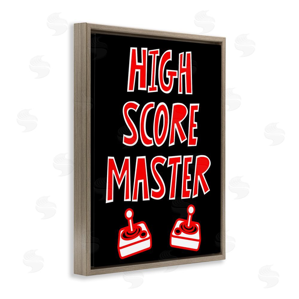 Marcus Prime High Score Master Gamer Brown Floating Frame Canvas Wall Art Print