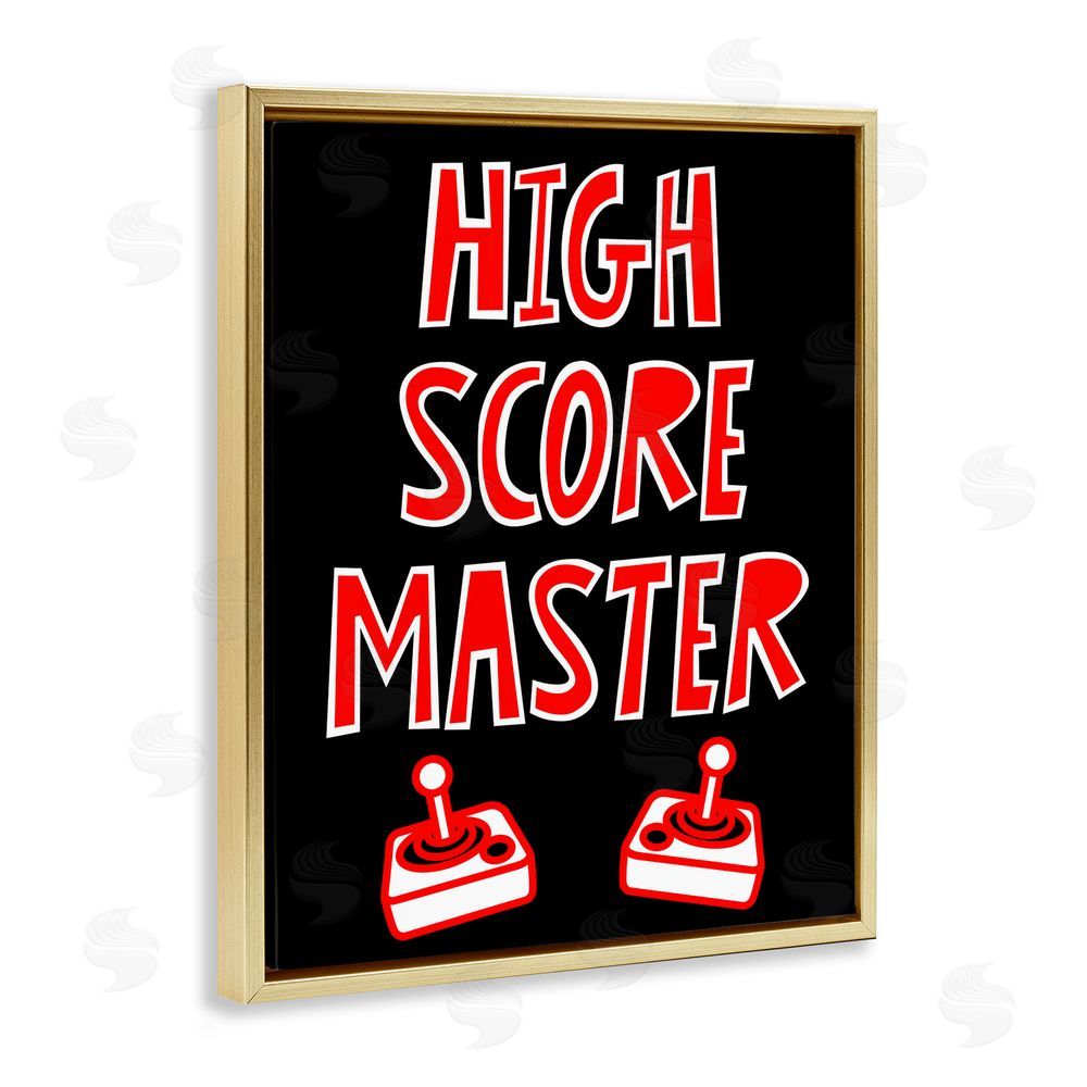 Marcus Prime High Score Master Gamer Gold Floating Frame Canvas Wall Art Print