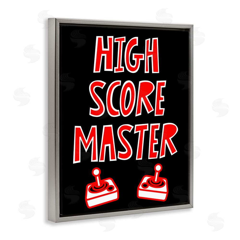 Marcus Prime High Score Master Gamer Gray Floating Frame Canvas Wall Art Print