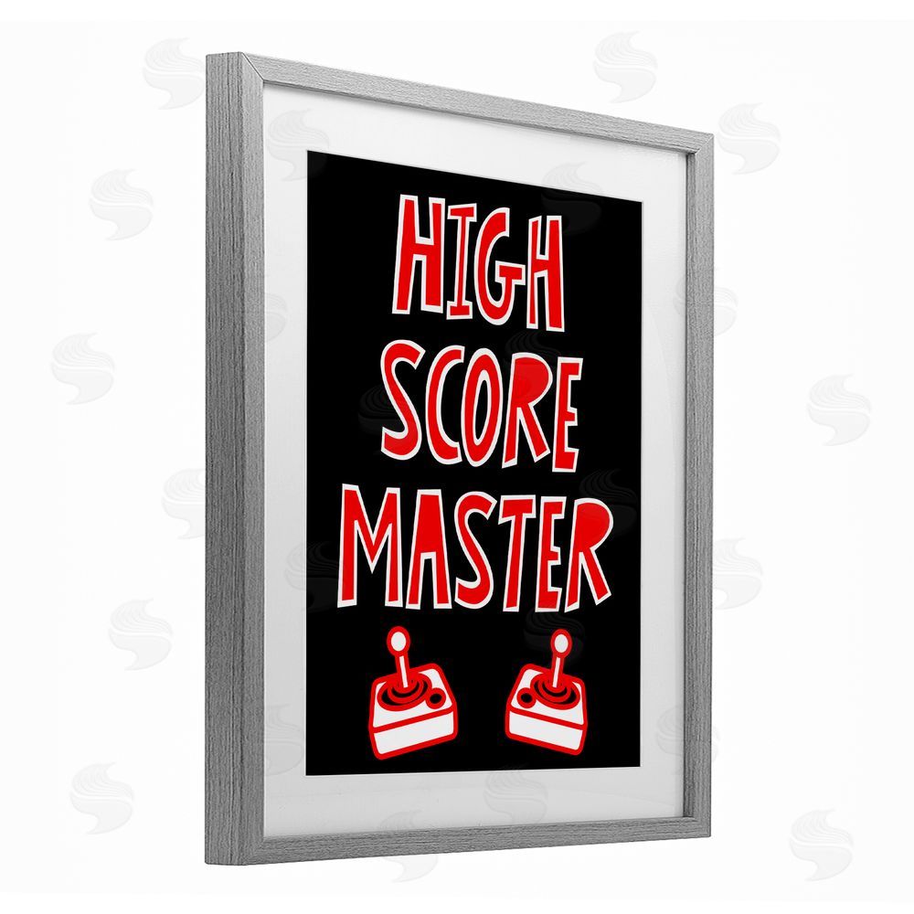 Marcus Prime High Score Master Gamer Gray Framed Print Under Glass with White Mat Wall Art
