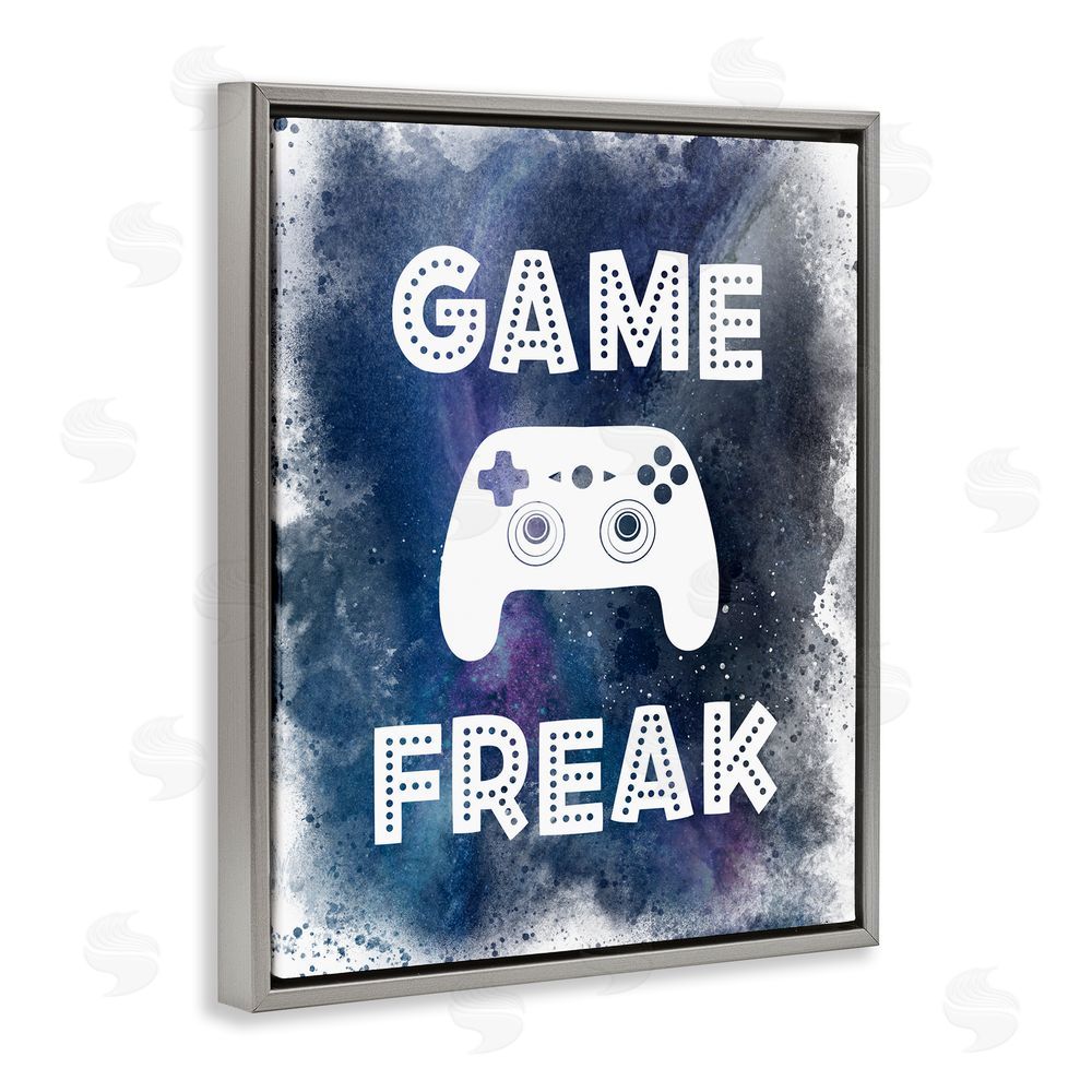 Marcus Prime Game Freak Splash Gray Floating Frame Canvas Wall Art Print
