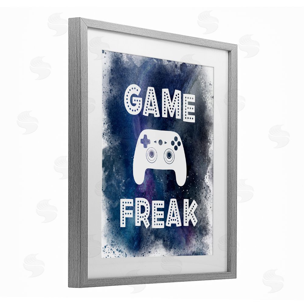 Marcus Prime Game Freak Splash Gray Framed Print Under Glass with White Mat Wall Art