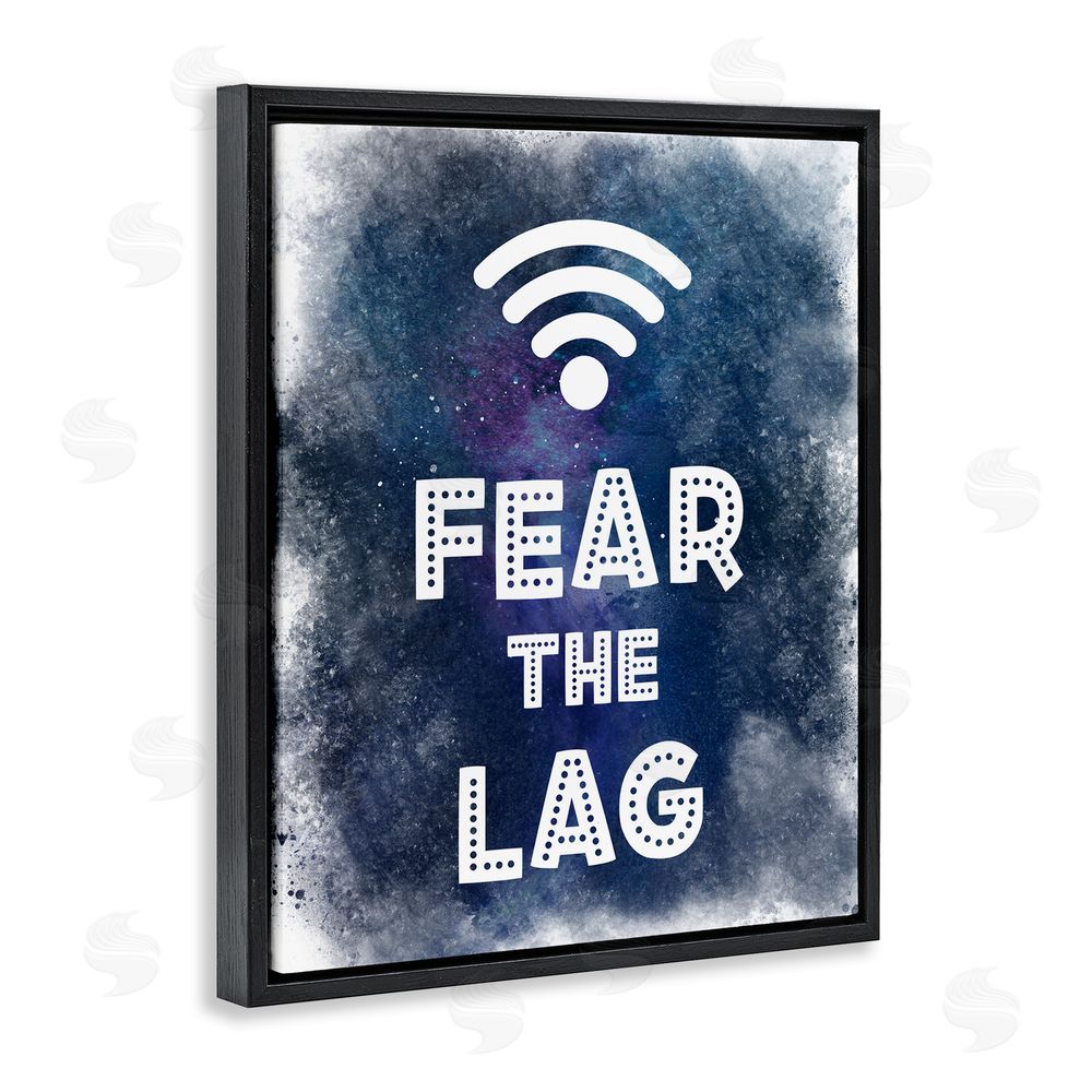 Marcus Prime Fear The Lag Gamer Splash Black Floating Frame Canvas Wall Art Print