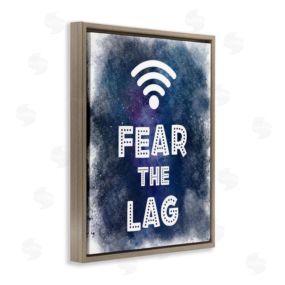 Marcus Prime Fear The Lag Gamer Splash Brown Floating Frame Canvas Wall Art Print