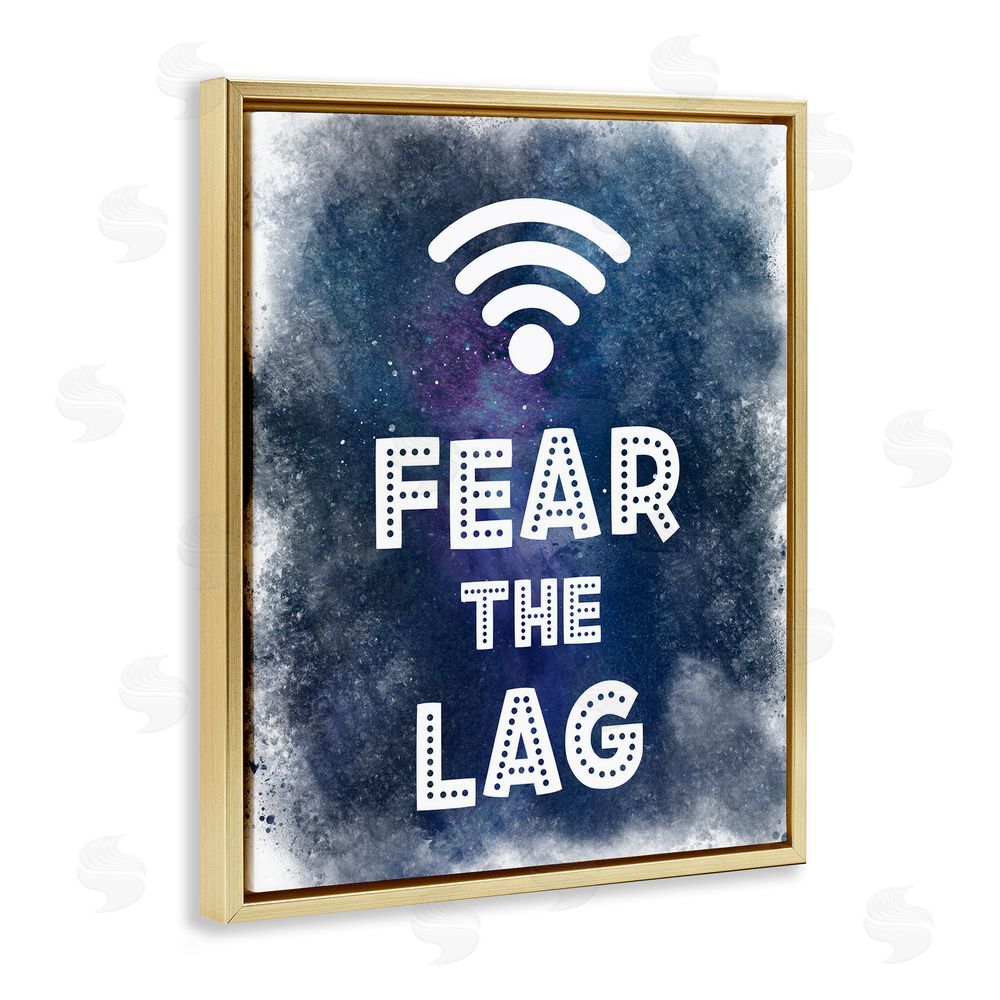 Marcus Prime Fear The Lag Gamer Splash Gold Floating Frame Canvas Wall Art Print