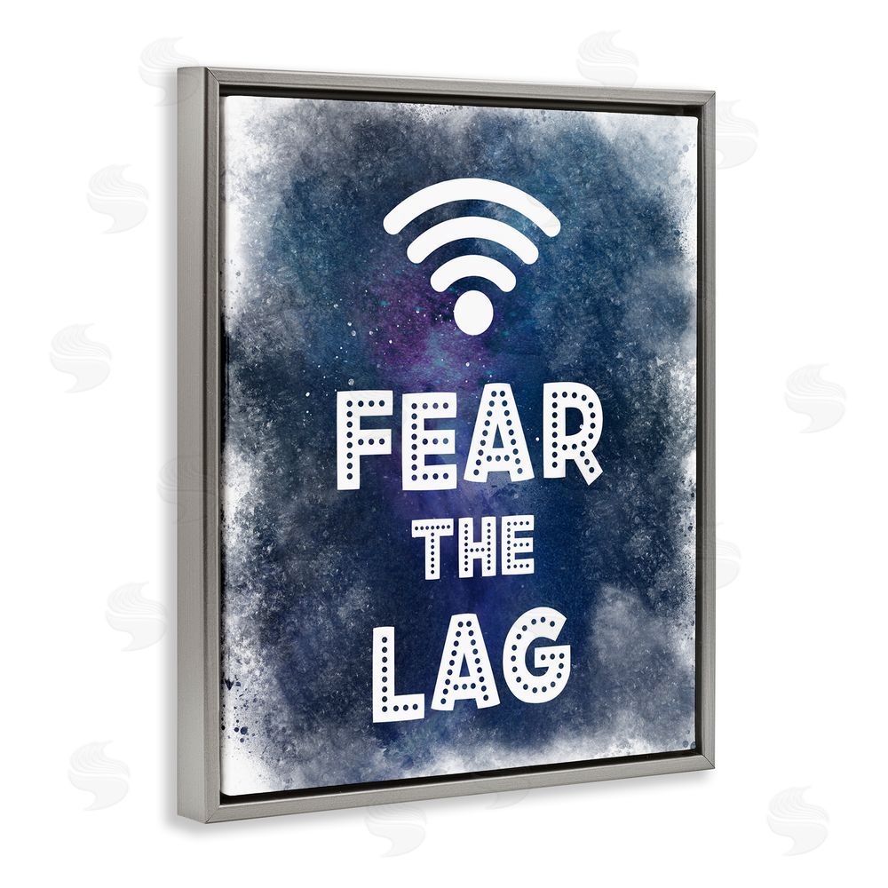 Marcus Prime Fear The Lag Gamer Splash Gray Floating Frame Canvas Wall Art Print